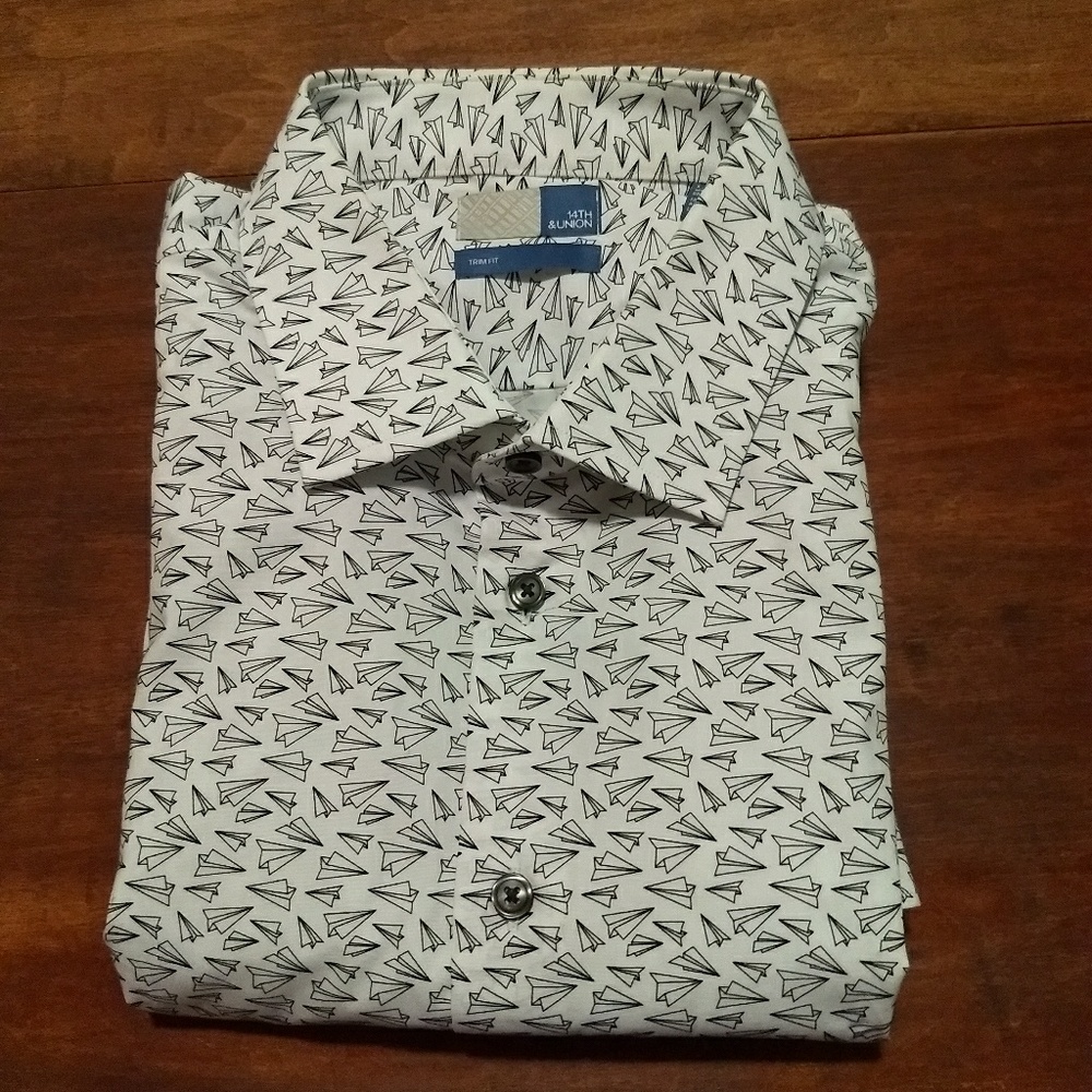 14th & Union paper plane pattern button up